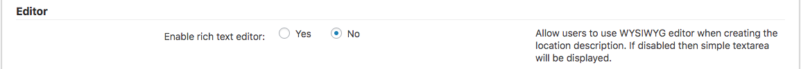 Enabling rich text editor - WordPress Interactive Map Plugin