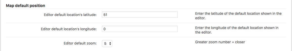 Map default position settings - Google Maps WordPress Plugin