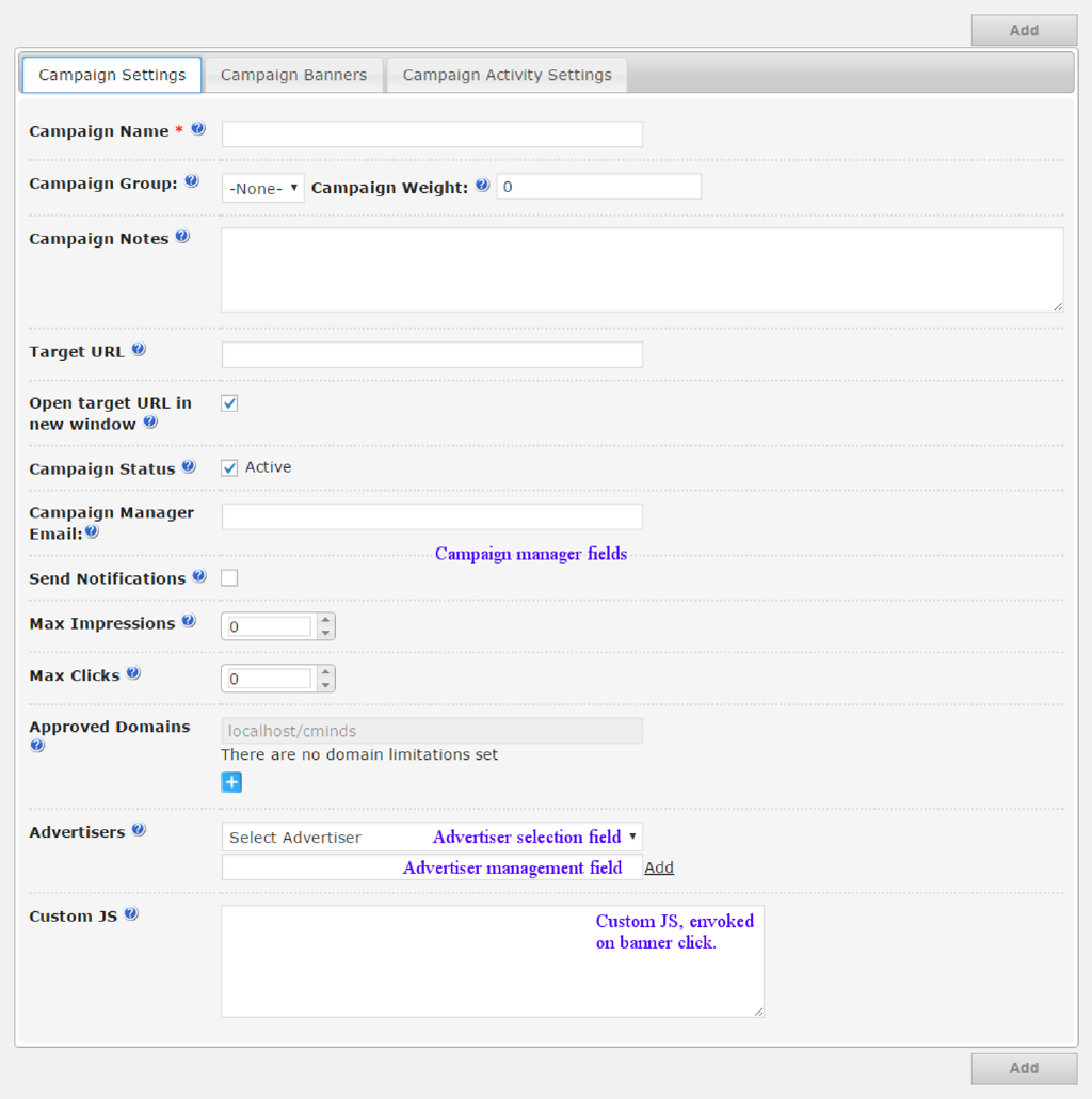 Campaign settings - WordPress Ad Management