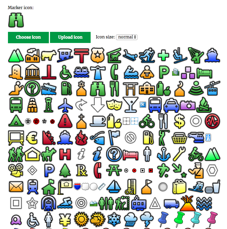 Choosing the location icon - Maps WordPress Plugin
