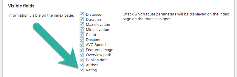 Enabling rating - Route Display WordPress