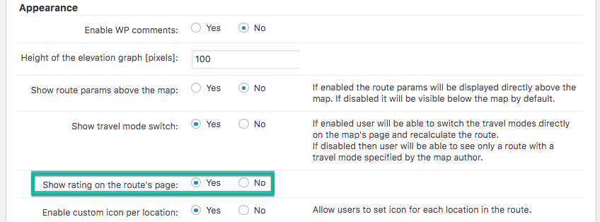 Displaying rating on the route page - Travel Plugins For WordPress