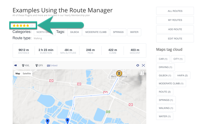 Rating on the route page - Route Display Plugin