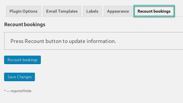 Recounting bookings - Booking Plugin WordPress