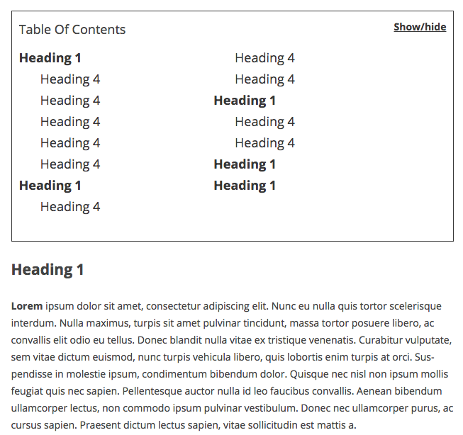 Displaying the TOC in two columns - WordPress TOC Plugin