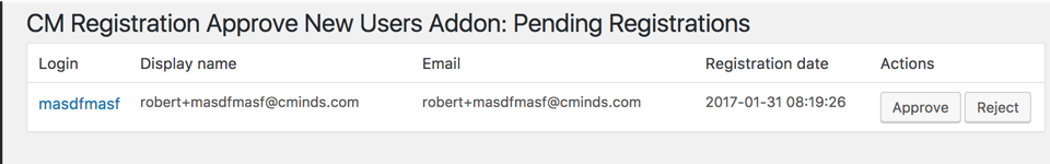 User registrations that are waiting for approval - User Registration WordPress