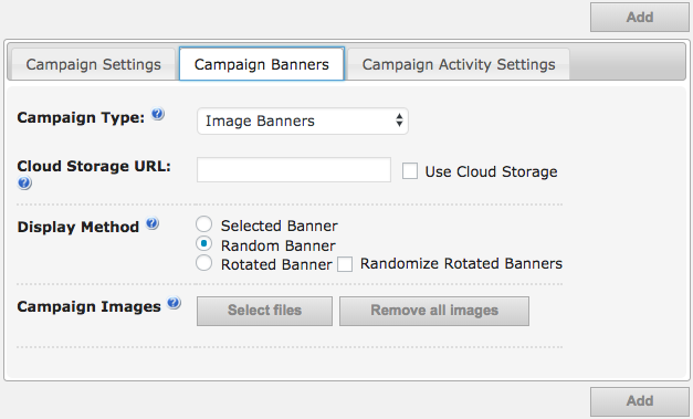 Campaign banners settings - WordPress Advertising Plugin