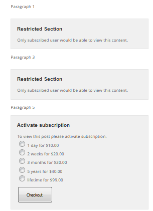 Front-end: Restricting part of the content - WordPress Plugin Paywall