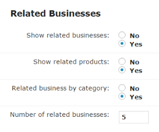 Related businesses settings - WordPress Directory Plugin