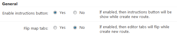 General settings - Route Display Plugin
