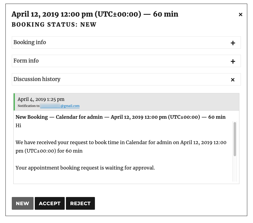 Discussion history - Appointment Booking Calendar