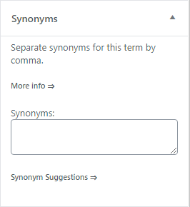 Metabox for adding synonyms to the term - Wiki for WordPress