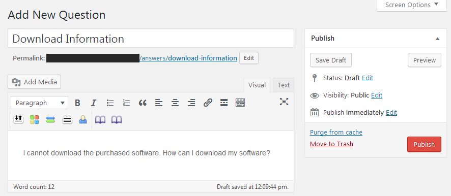 Adding new question from the back-end - WordPress Q and A Plugin