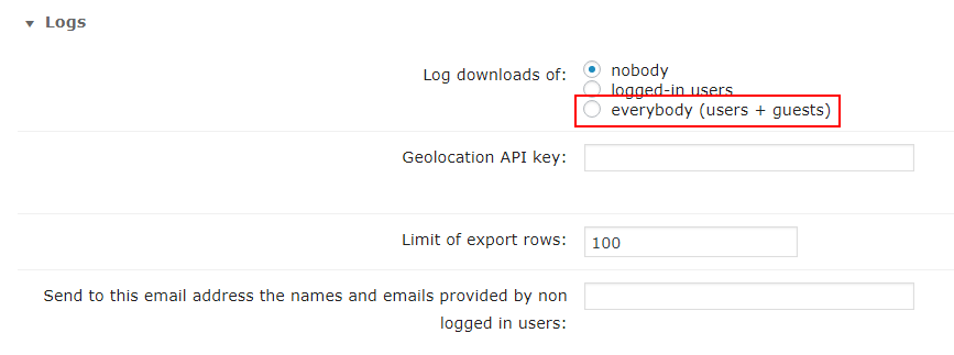 Choose which records to log - File Manager WordPress