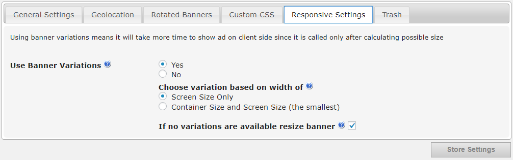 Responsive settings - Ad Server WordPress Plugin