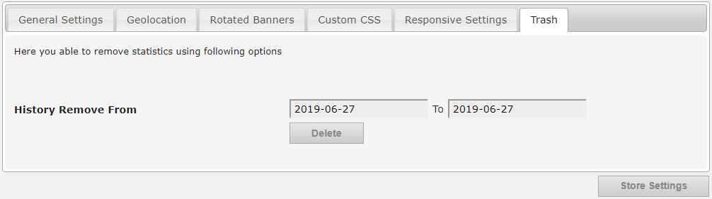 Trash settings - WordPress Ad Management