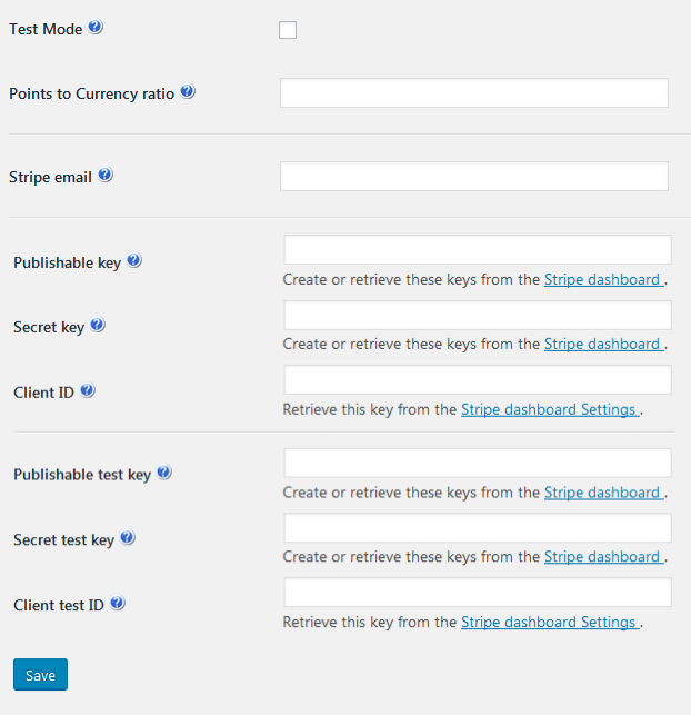 Stripe integration settings - WordPress MicroPayments