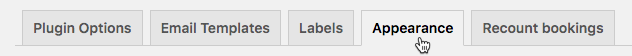 Appearance settings tab - Booking Plugin WordPress