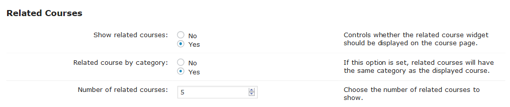Related courses settings - WordPress Plugin for Online Courses