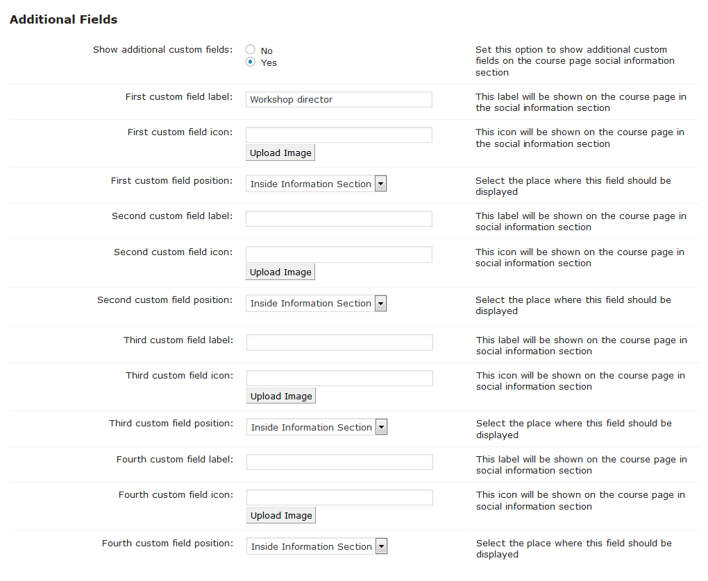 Additional fields settings - LMS WordPress Plugin for Courses