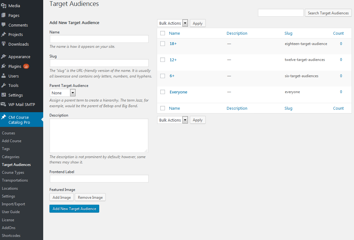 Managing taxonomies - WordPress Plugin for Creating Online Courses