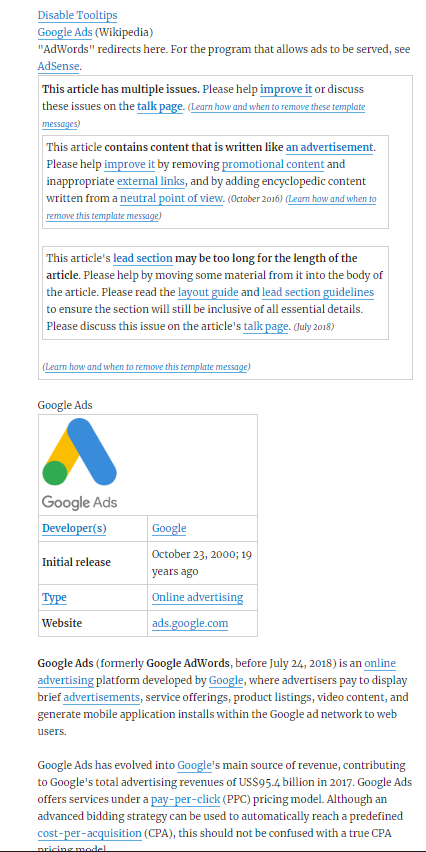 Displaying Wikipedia definition - Wiki Plugin for WordPress