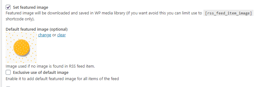 Choosing the default featured image - RSS Feeds Importer Plugin