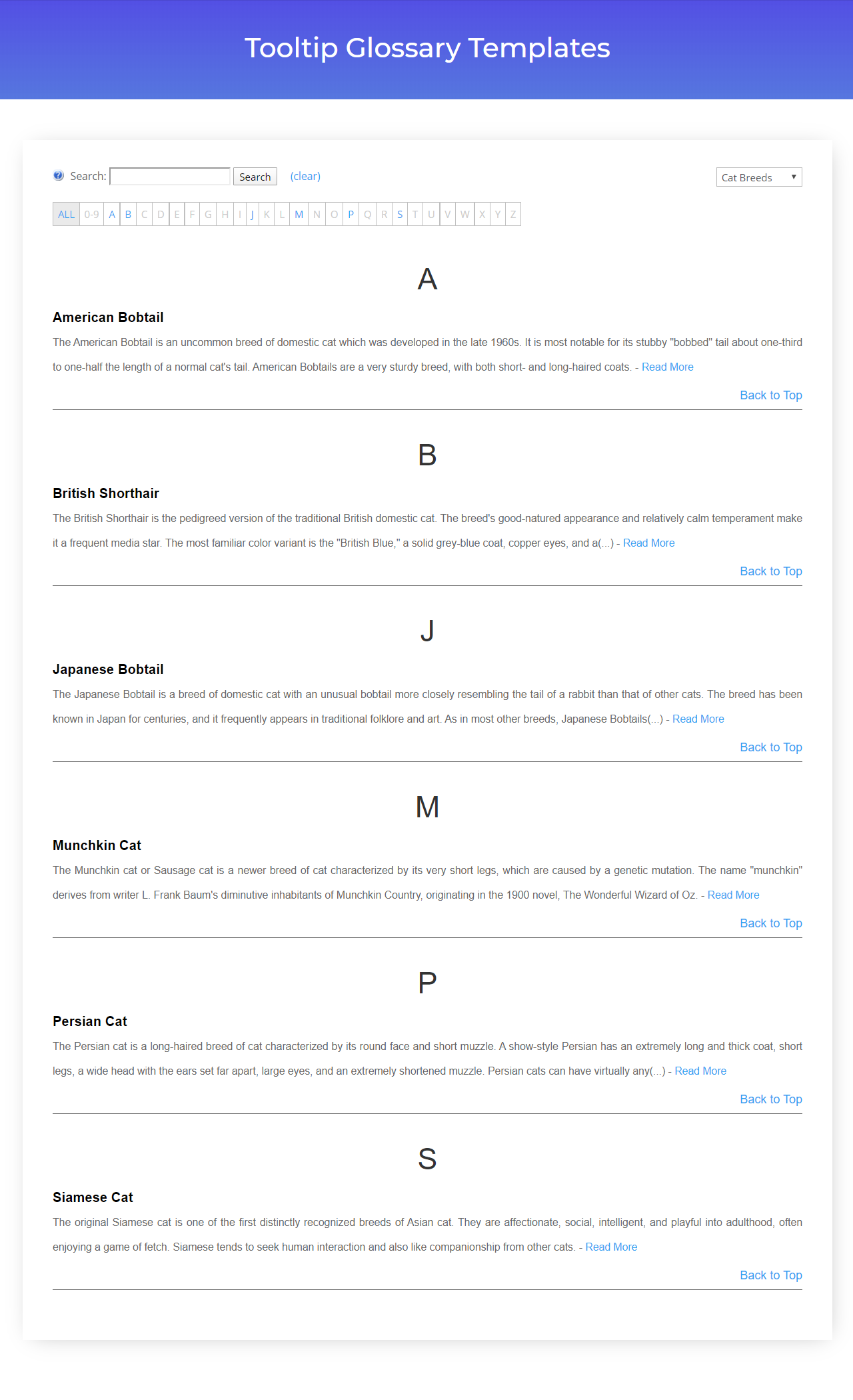 Expand view with description style - WordPress Glossary Plugin