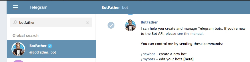 Creating a bot using a  BotFather bot - Telegram Plugin for WordPress