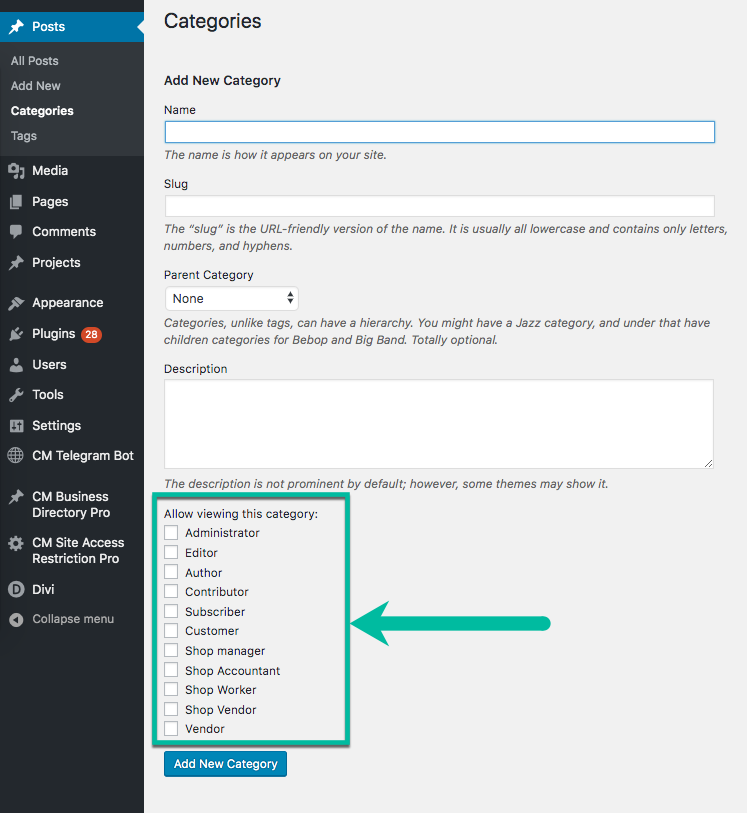 Restricting access for certain category based on the user role - Content Dripping WordPress Plugin