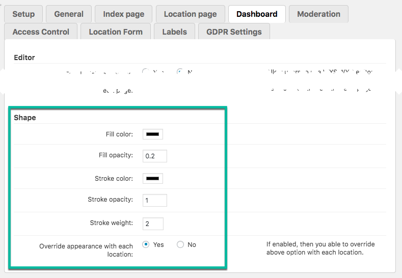 Polygon appearance settings - WordPress Interactive Map Plugin