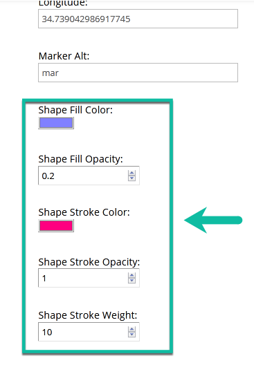 Example of custom polygon appearance settings - Google Maps WordPress Plugin