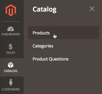 Navigation to the Products dashboard - Shipping Per Product Magento 2