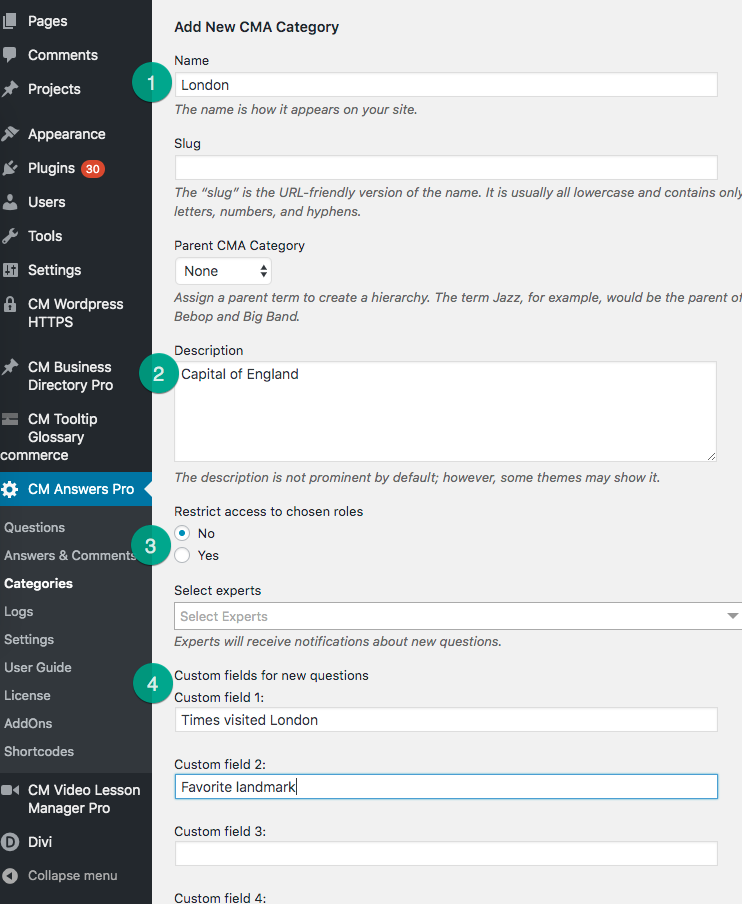 Creating a new forum category - WordPress Q and A Plugin