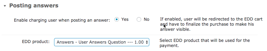 Choosing a product to charge for answering questions on the forum - Discussion Forum Plugin for WordPress