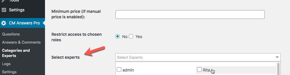 Setting up a user as an expert in a certain forum category - WordPress Question and Answer Plugin