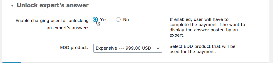 Enabling the option to charge users for unlocking answers by experts - WordPress Questions and Answers