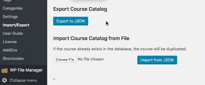 Exporting course catalog - WordPress Plugin for Creating Online Courses