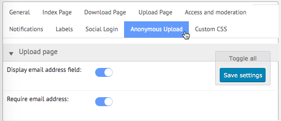 Anonymous Upload settings - WP File Download Plugin