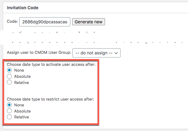 Setting up the restriction settings while creating the invitation code - WordPress Plugin User Registration