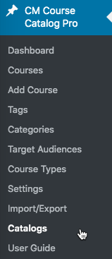 Navagations to the Catalogs dashboard - WordPress Plugin for Creating Online Courses