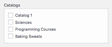 Adding taxonomies to catalogs - LMS WordPress Plugin for Courses