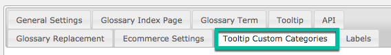 Tooltip custom categories settings - Glossary Plugin WordPress