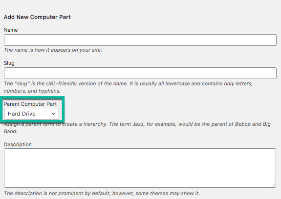 Choosing parent taxonomies - WordPress as a Wiki