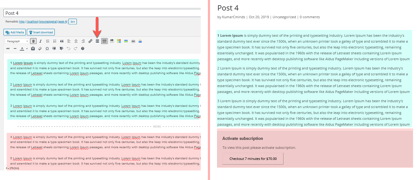 Example of partial post restriction - WordPress Paywall Plugin