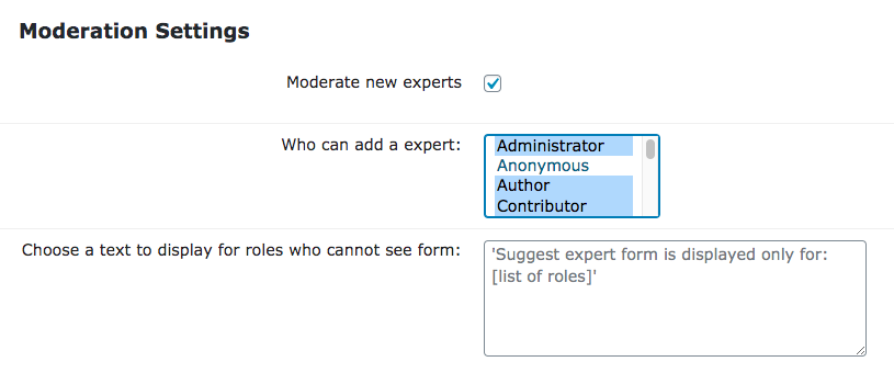 Moderation settings - WordPress Employee Directory