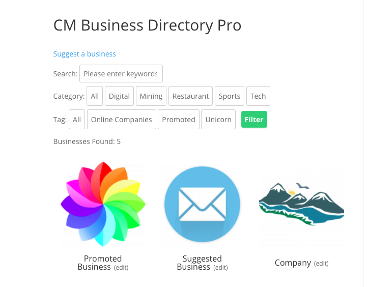 WordPress Business Directory example