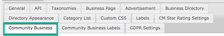 WordPress Business Directory Community settings