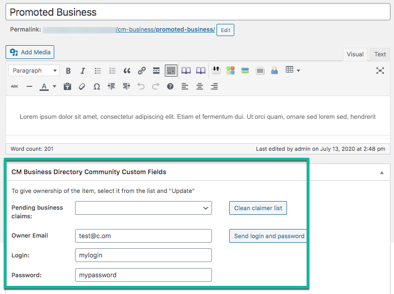 Business profile credentials for non-registered users