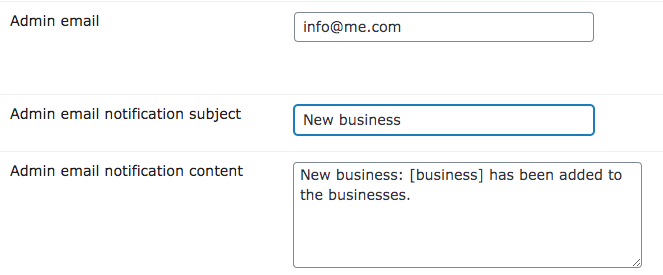 WordPress Business Directory Community Notification Settings